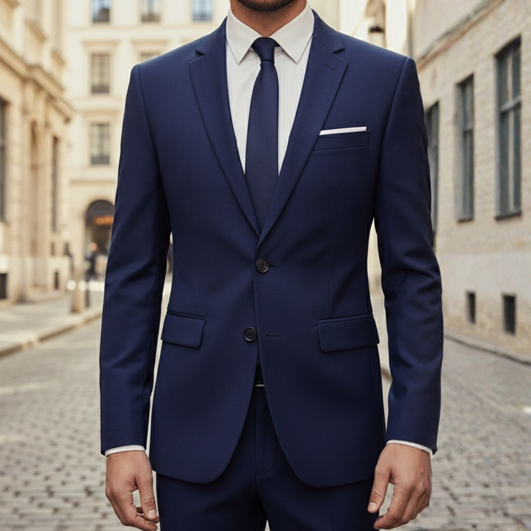 Pocket Square Notch Lapel Single Button Slim Fit Blazer