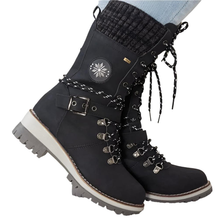 Marlo | Women's Waterproof Lace-Up Mid-Calf Winter Boots with Knit Cuff