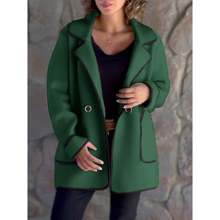Clementine | Women's Oversized Long Jacket with Contrast Trim and Lapel Collar