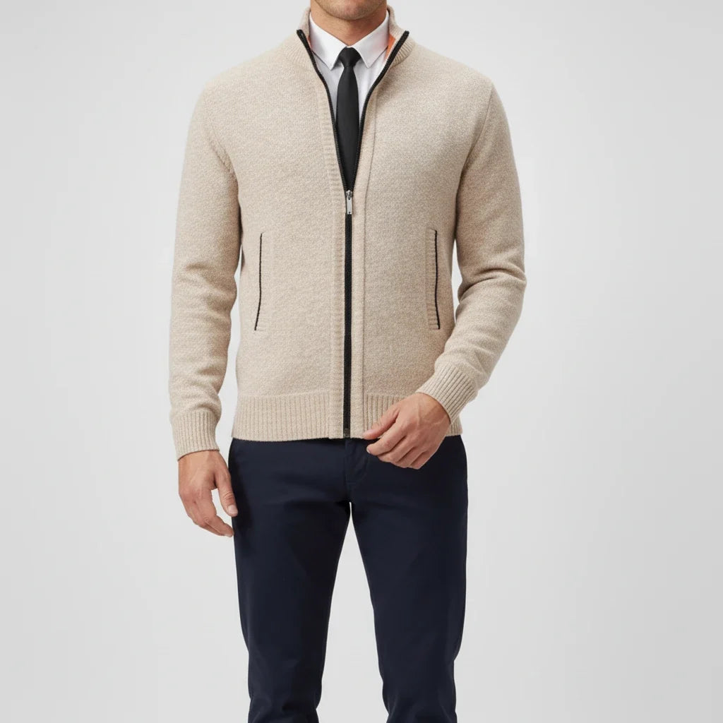 Nathaniel | Men's Cotton Zip-Up Funnel Neck Sweater