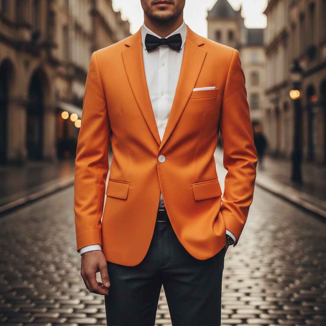 Pocket Square Notch Lapel Single Button Slim Fit Blazer