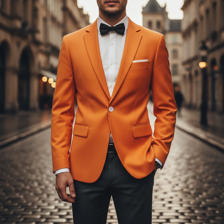 Pocket Square Notch Lapel Single Button Slim Fit Blazer