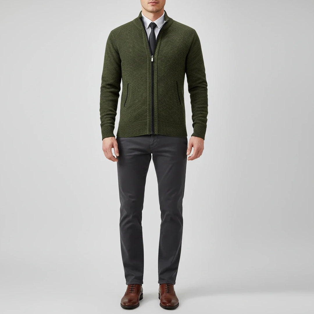 Nathaniel | Men's Cotton Zip-Up Funnel Neck Sweater