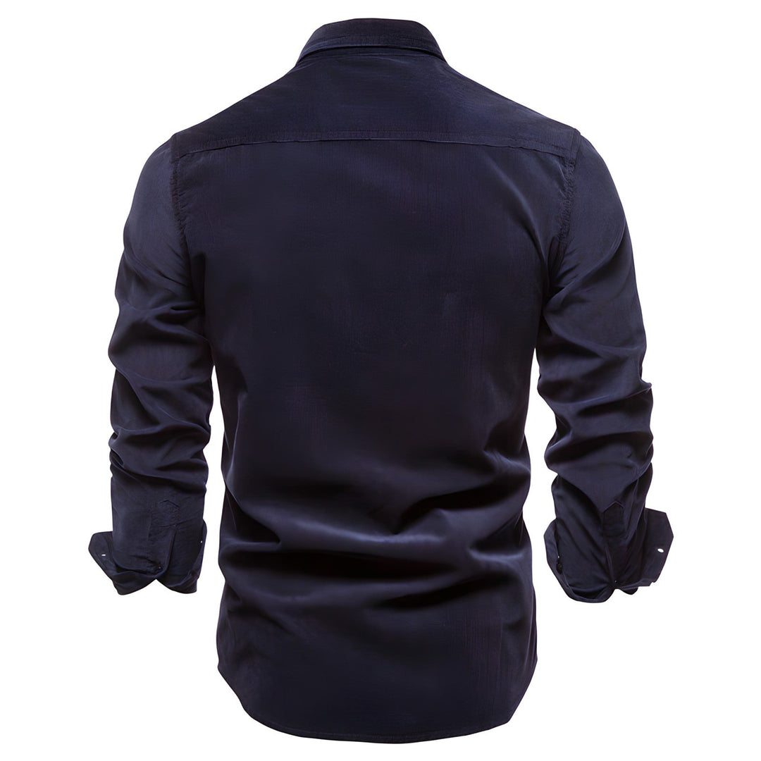 Double Flap Pocket Washed Cotton Muscle Fit Casual Shirt