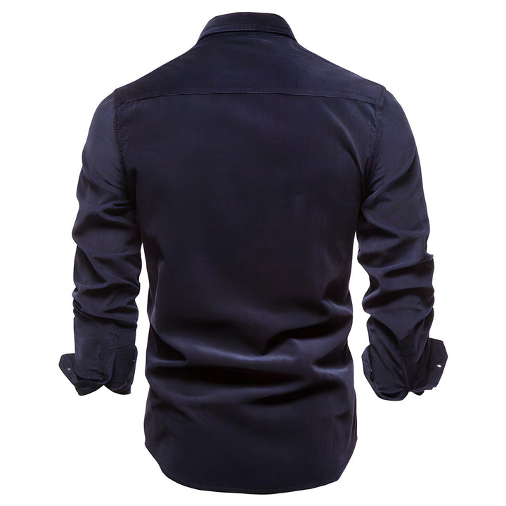 Double Flap Pocket Washed Cotton Muscle Fit Casual Shirt