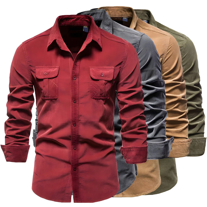 Double Flap Pocket Washed Cotton Muscle Fit Casual Shirt