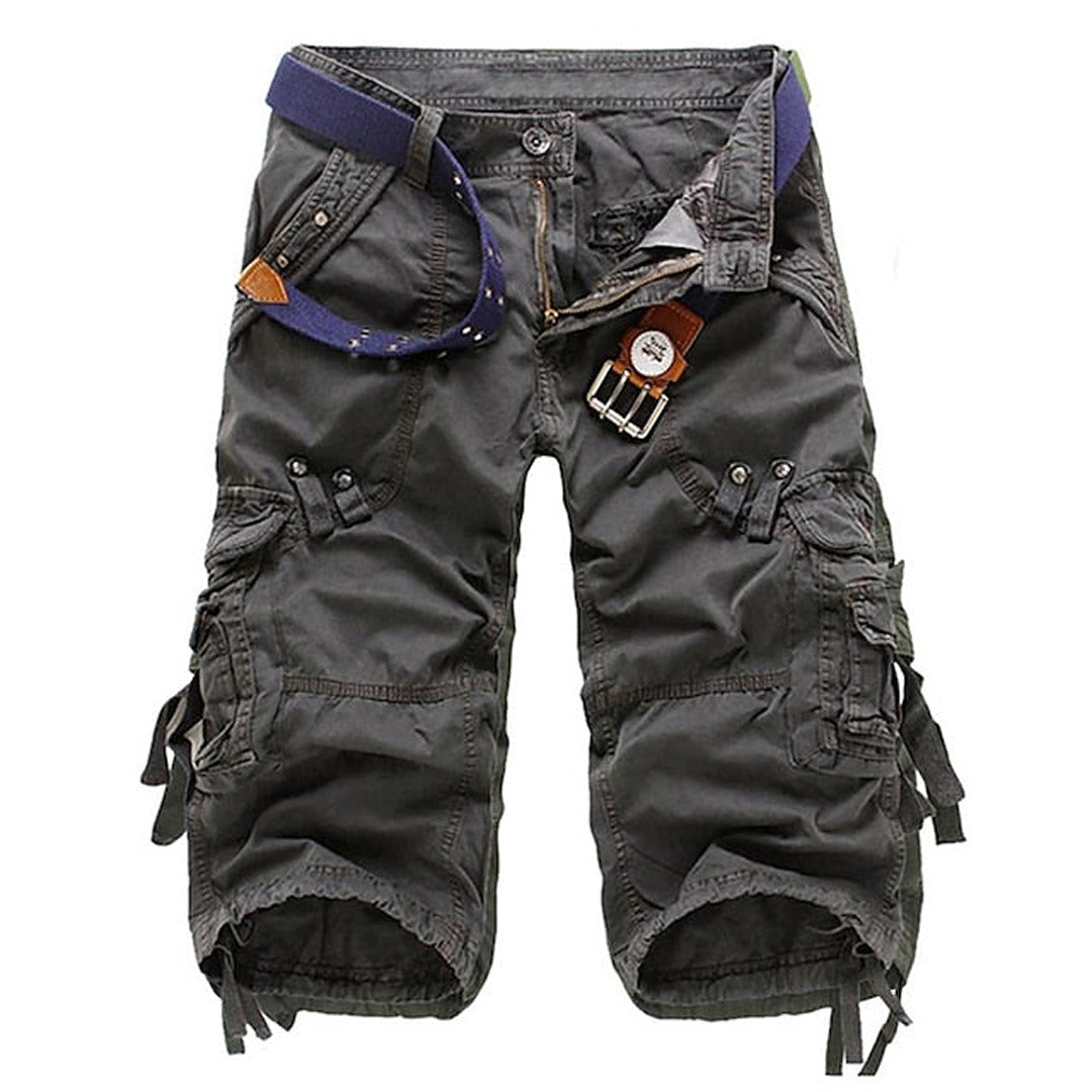 Multi Pocket Belted Relaxed Fit Mens Cargo Short