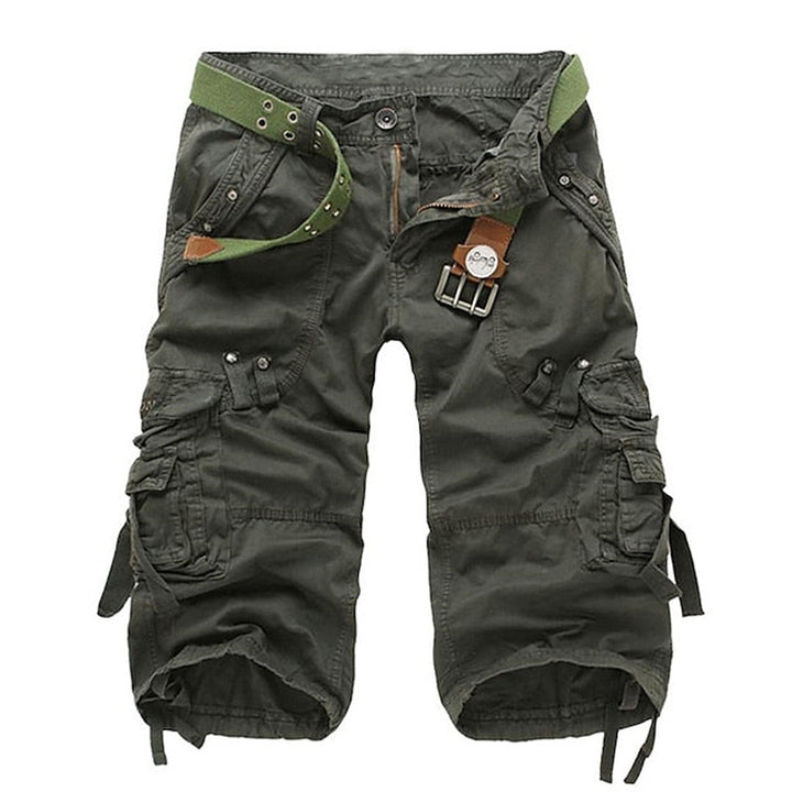 Multi Pocket Belted Relaxed Fit Mens Cargo Short