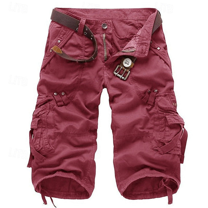 Multi Pocket Belted Relaxed Fit Mens Cargo Short