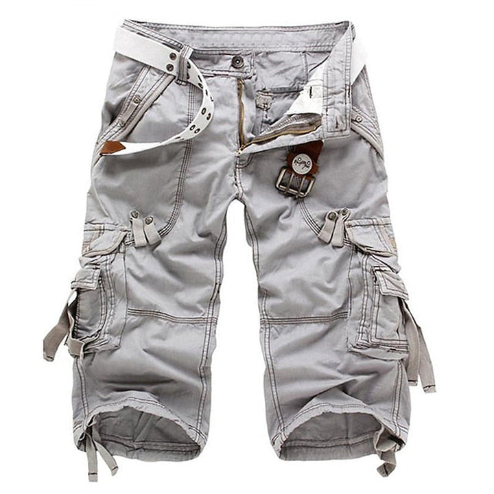 Multi Pocket Belted Relaxed Fit Mens Cargo Short