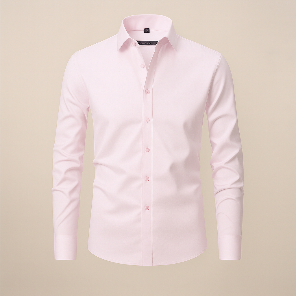 Slim Fit Long Sleeve Chest Pocket Dress Shirt Men