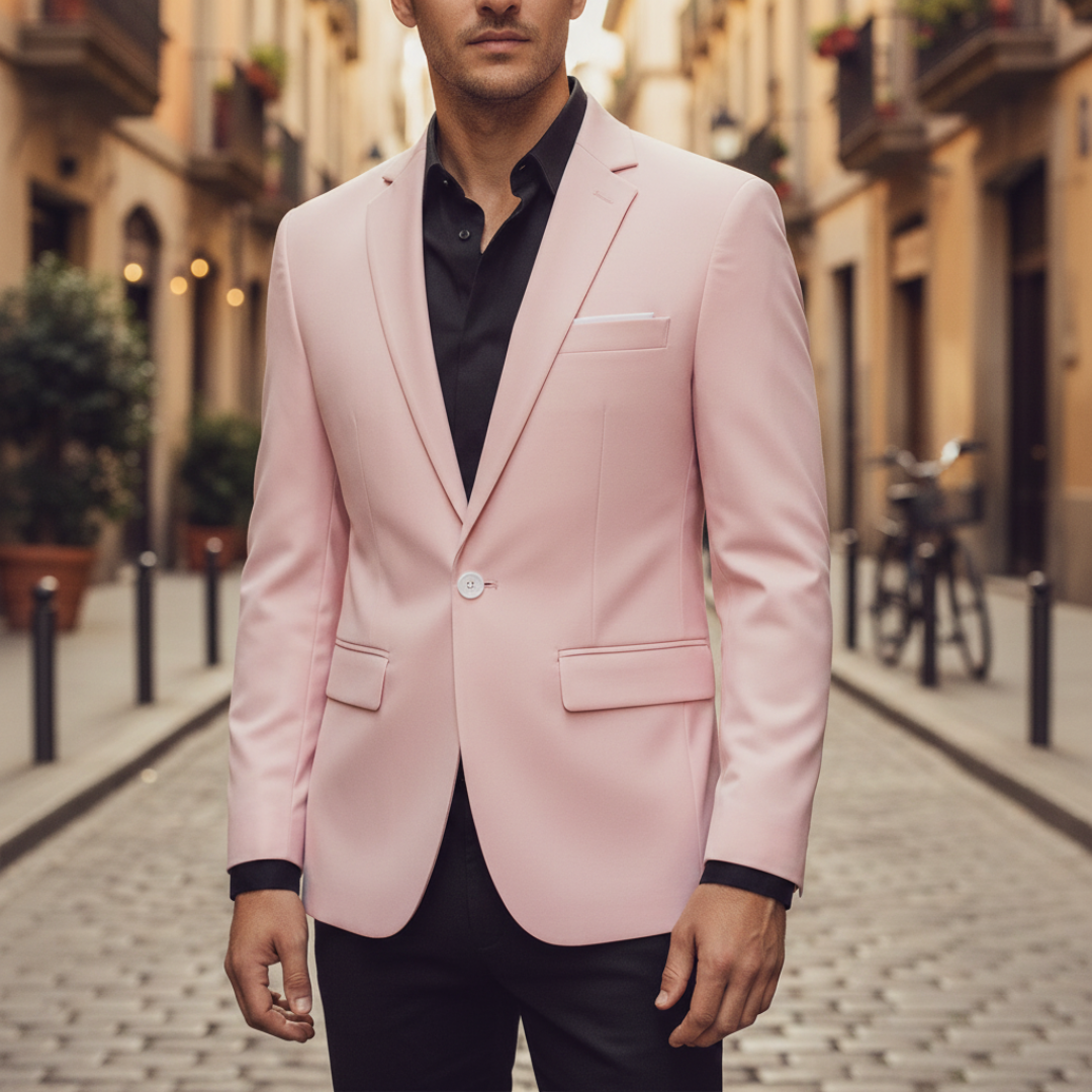 Pocket Square Notch Lapel Single Button Slim Fit Blazer