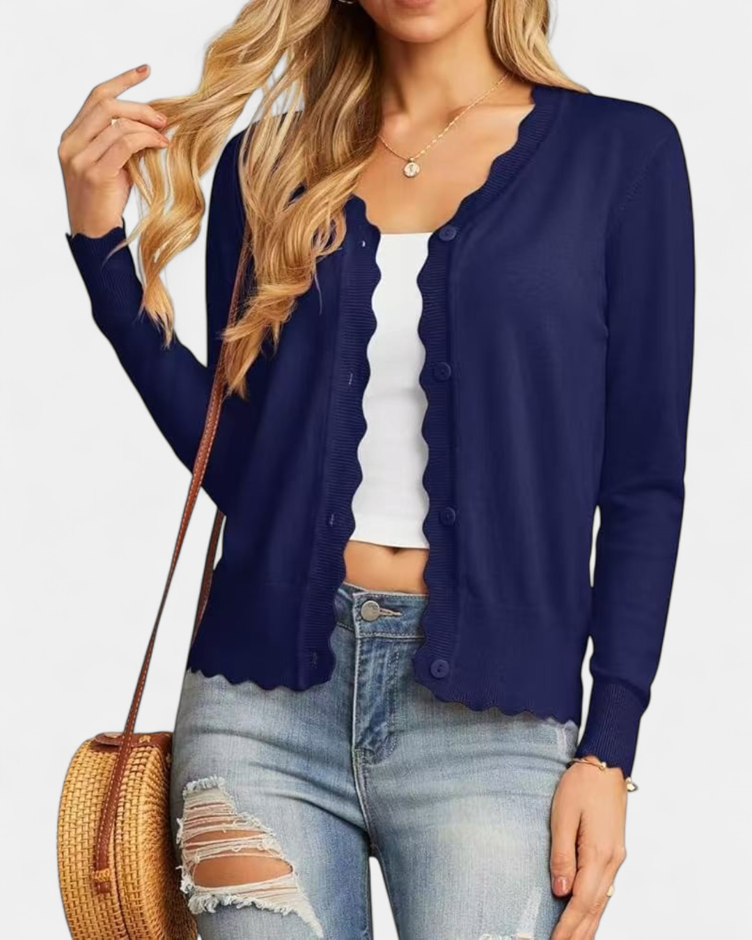 Estelle | Women's Button Up Knit Cropped Cardigan