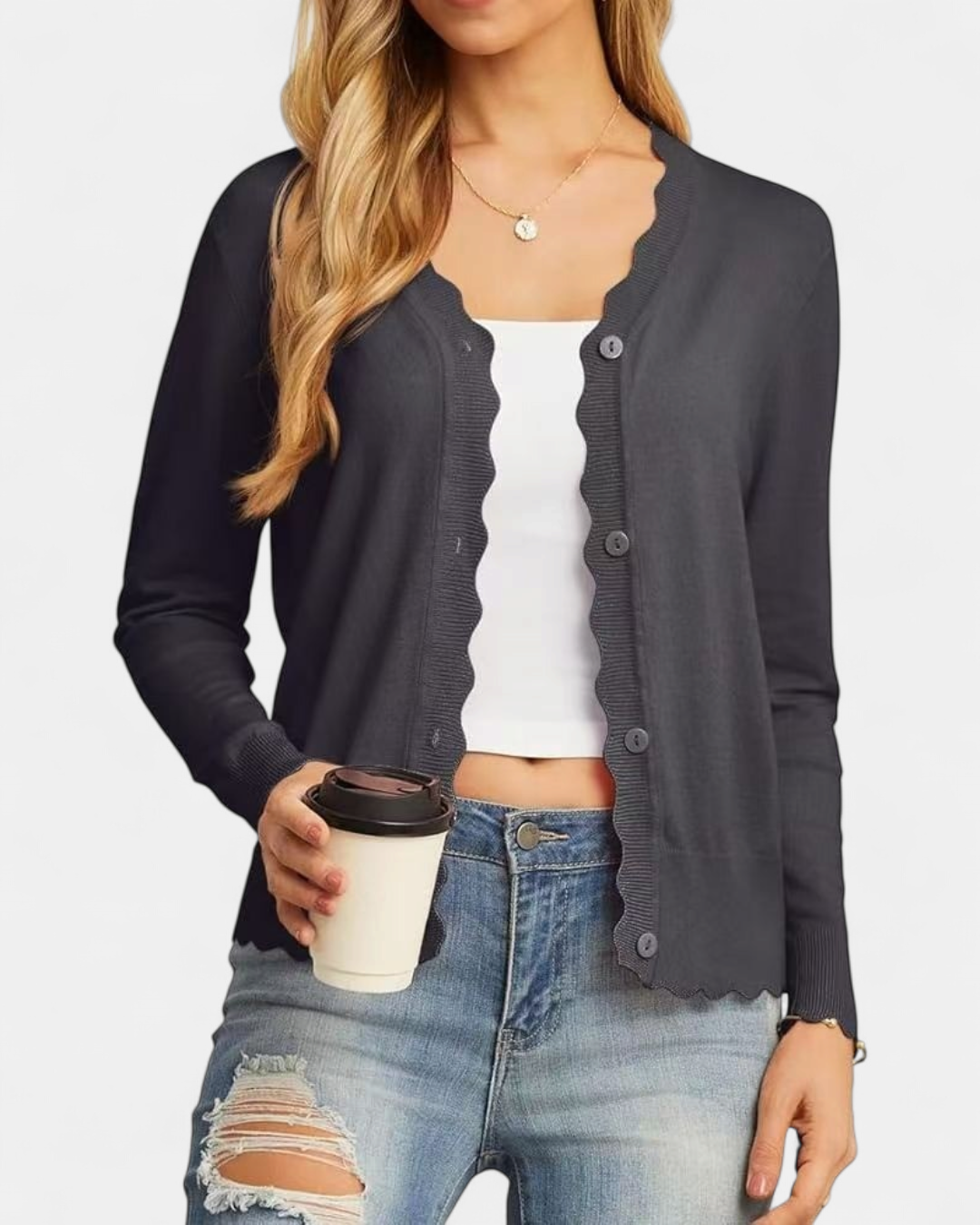 Estelle | Women's Button Up Knit Cropped Cardigan