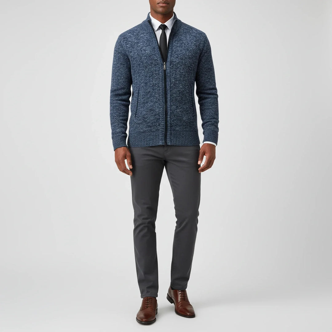 Nathaniel | Men's Cotton Zip-Up Funnel Neck Sweater