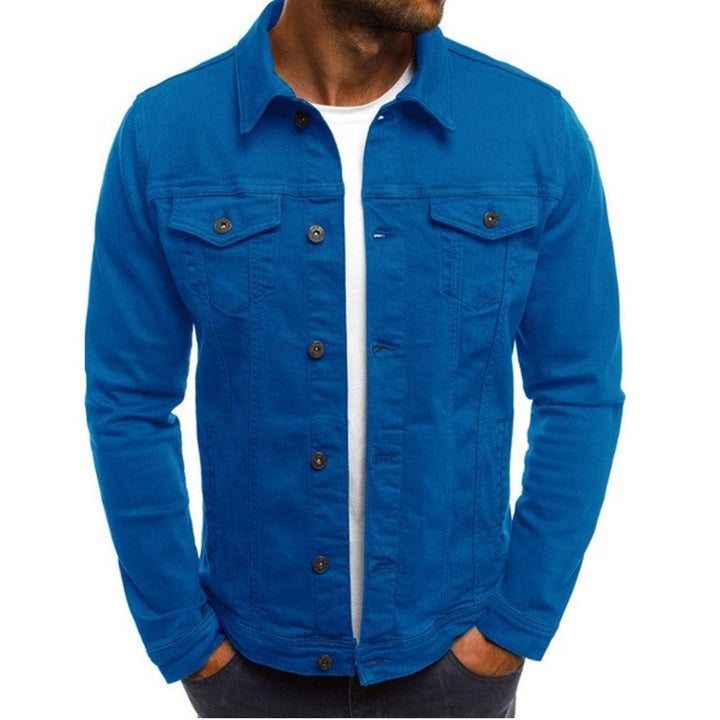 Double Chest Pocket Button Up Slim Fit Casual Denim Jacket
