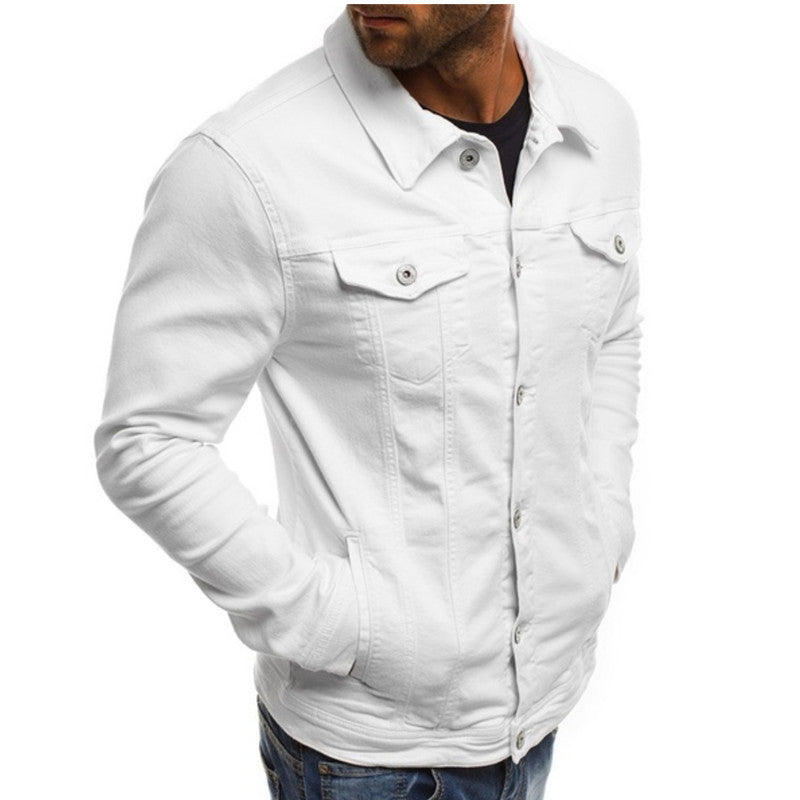 Double Chest Pocket Button Up Slim Fit Casual Denim Jacket