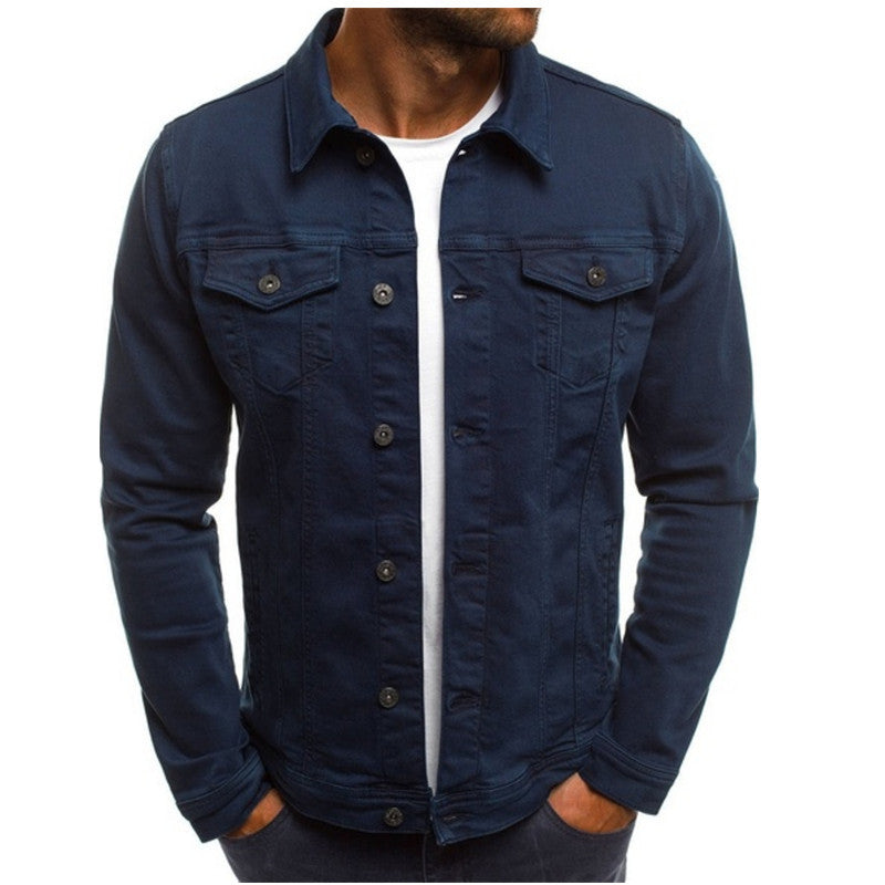 Double Chest Pocket Button Up Slim Fit Casual Denim Jacket