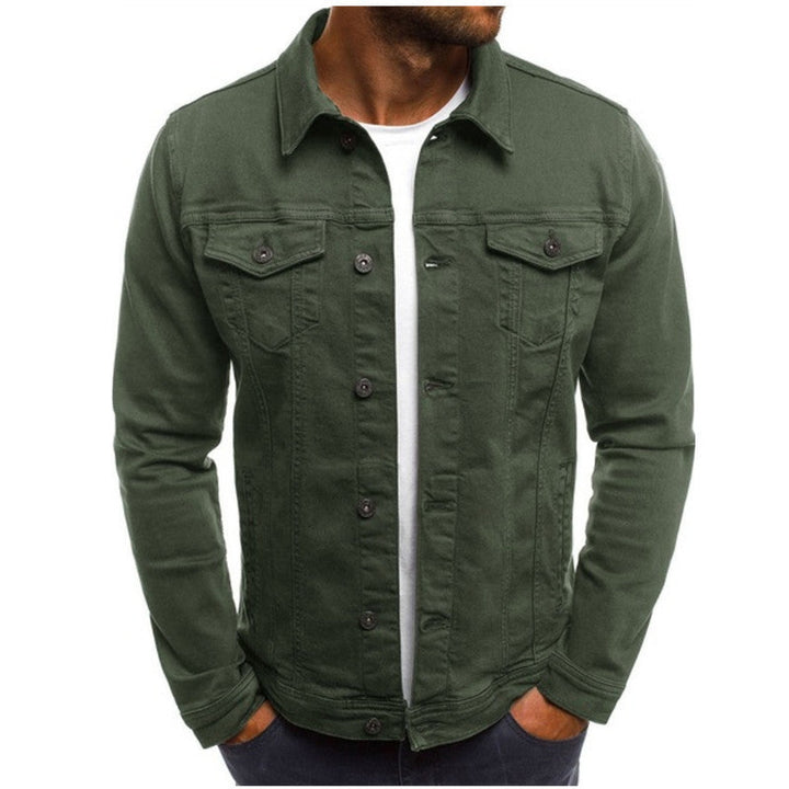 Double Chest Pocket Button Up Slim Fit Casual Denim Jacket