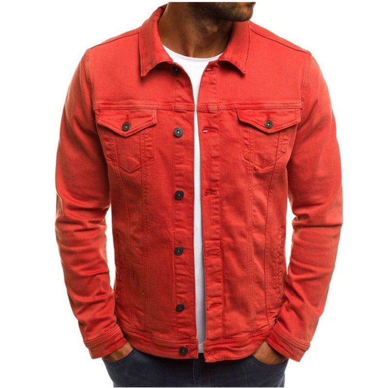Double Chest Pocket Button Up Slim Fit Casual Denim Jacket