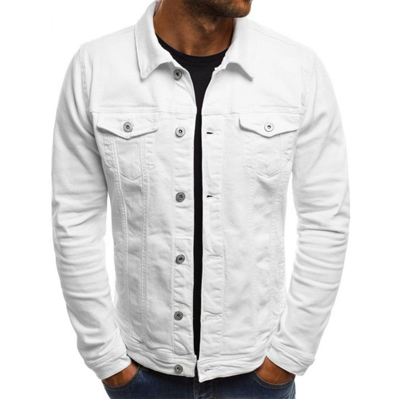 Double Chest Pocket Button Up Slim Fit Casual Denim Jacket