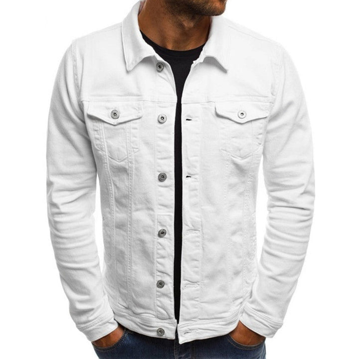 Double Chest Pocket Button Up Slim Fit Casual Denim Jacket