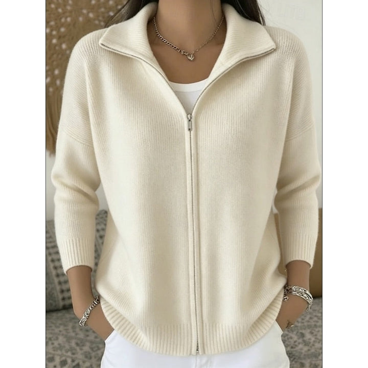 Linnea | Women's Full Zip Ribbed Knit Cardigan Sweater