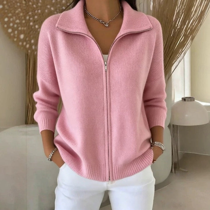 Linnea | Women's Full Zip Ribbed Knit Cardigan Sweater