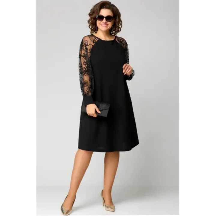 Women's Lace Sleeve Midi Dress A-Line Cocktail Evening