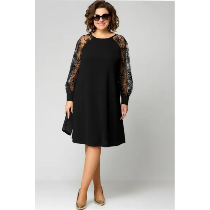 Women's Lace Sleeve Midi Dress A-Line Cocktail Evening
