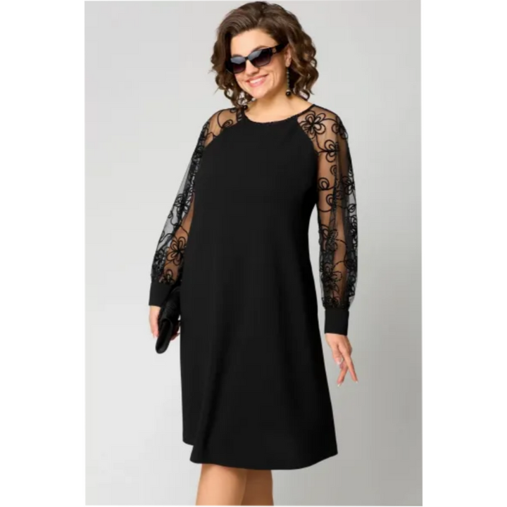 Women's Lace Sleeve Midi Dress A-Line Cocktail Evening