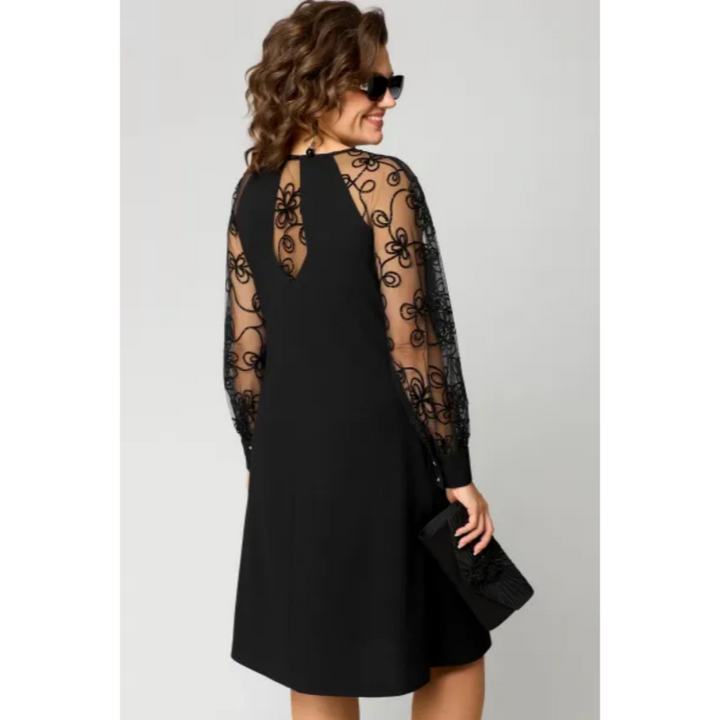 Women's Lace Sleeve Midi Dress A-Line Cocktail Evening
