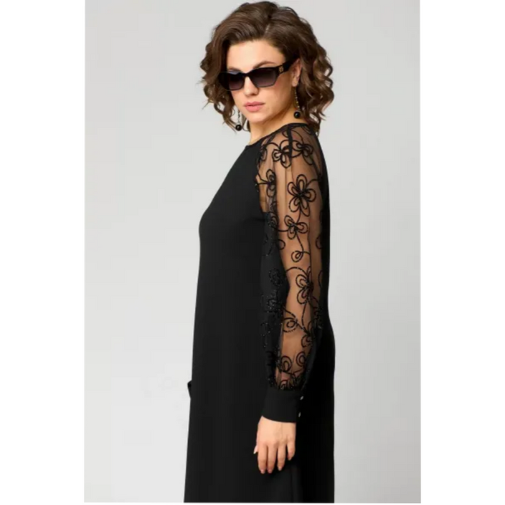 Women's Lace Sleeve Midi Dress A-Line Cocktail Evening