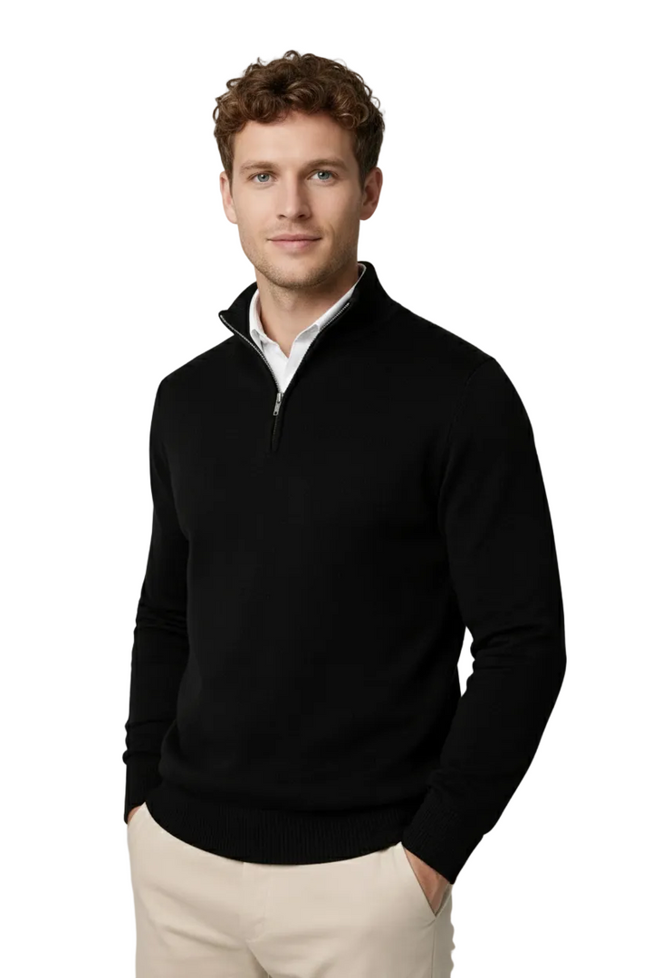 Christopher | Men's Sheep Wool Half-Zip High Neck Sweater