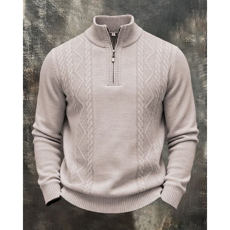 Simon | Men's Cable Knit Quarter-Zip Sweater
