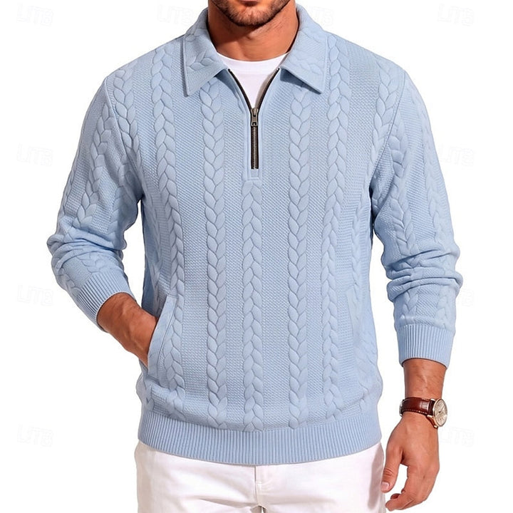 Chase | Men's Cable Knit Quarter-Zip Polo Sweater