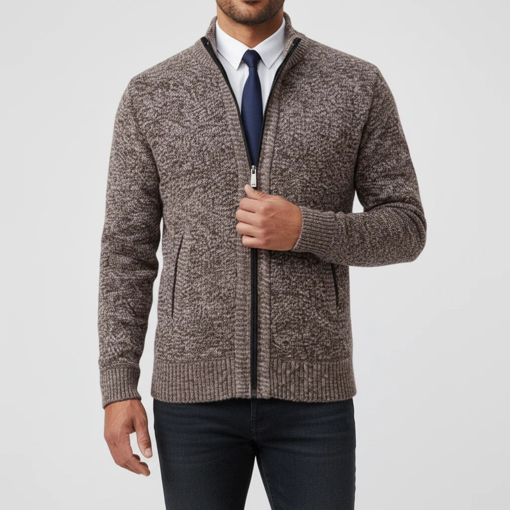 Nathaniel | Men's Cotton Zip-Up Funnel Neck Sweater
