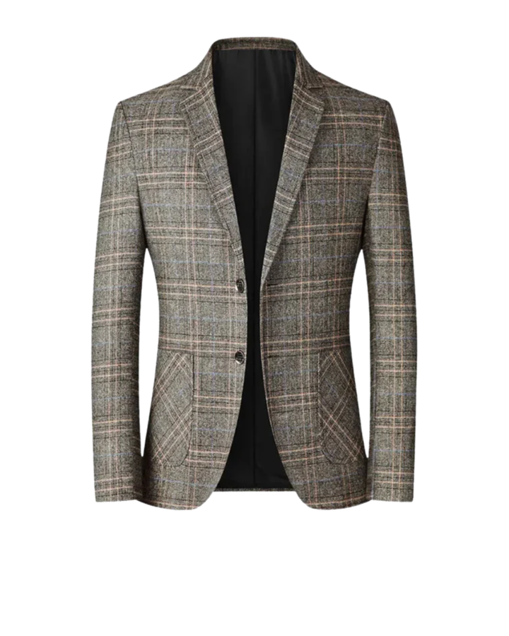 Glen Plaid Notch Lapel Single Button Slim Fit Blazer