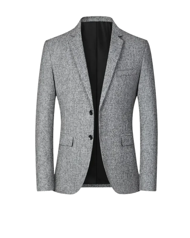 Textured Tweed Notch Lapel Two Button Slim Fit Blazer