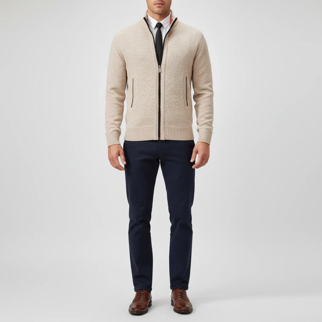 Nathaniel | Men's Cotton Zip-Up Funnel Neck Sweater