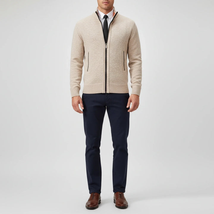 Nathaniel | Men's Cotton Zip-Up Funnel Neck Sweater