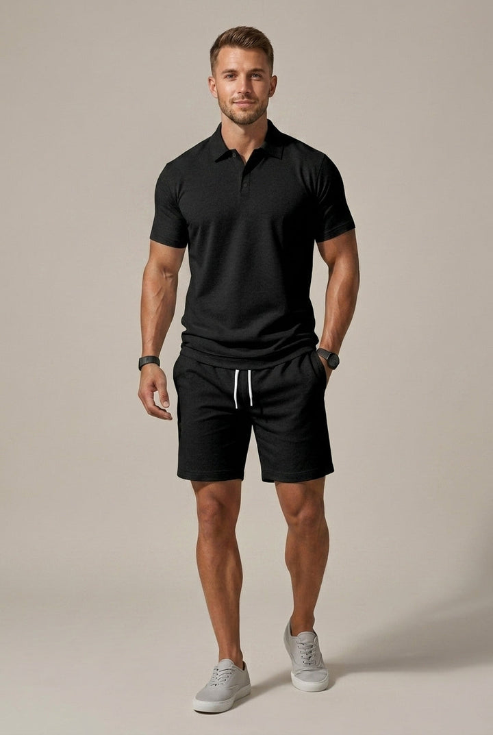Short Sleeve Polo Shirt and Short Matching Set