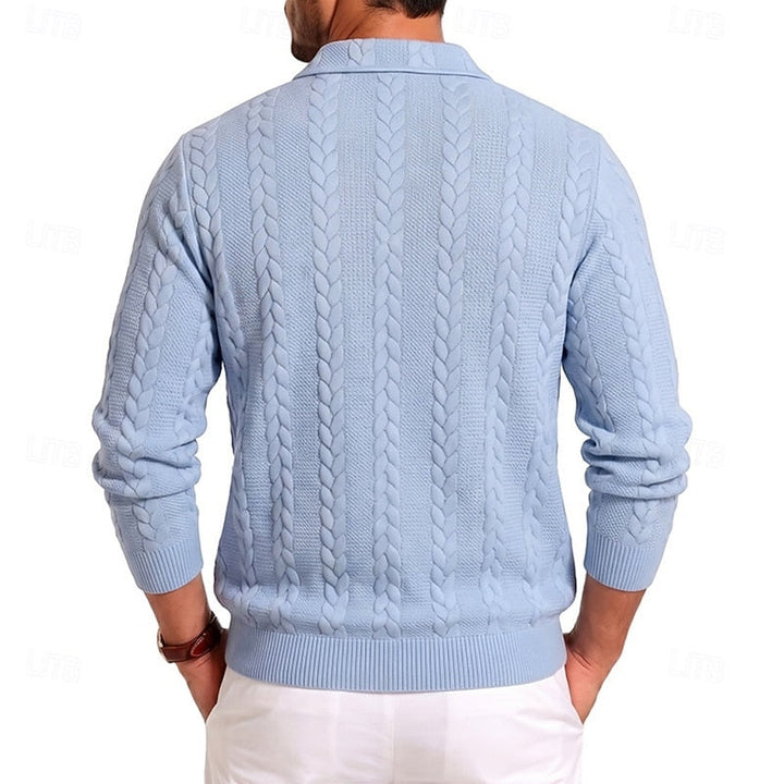 Chase | Men's Cable Knit Quarter-Zip Polo Sweater