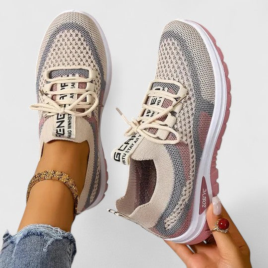 Breathable Mesh Colorblock Lace Up Lightweight Running Sneaker