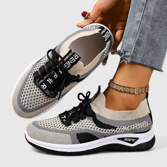 Breathable Mesh Colorblock Lace Up Lightweight Running Sneaker