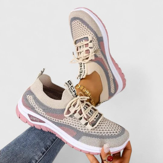 Breathable Mesh Colorblock Lace Up Lightweight Running Sneaker