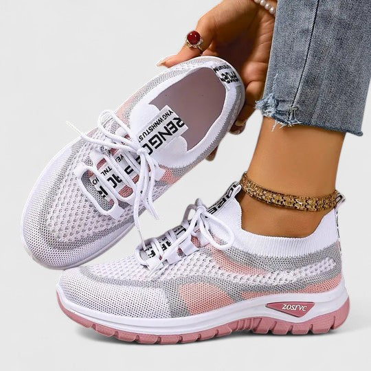 Breathable Mesh Colorblock Lace Up Lightweight Running Sneaker