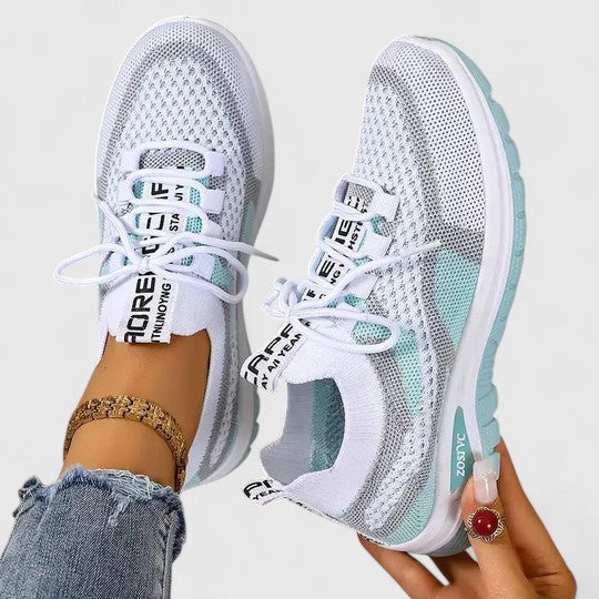 Breathable Mesh Colorblock Lace Up Lightweight Running Sneaker