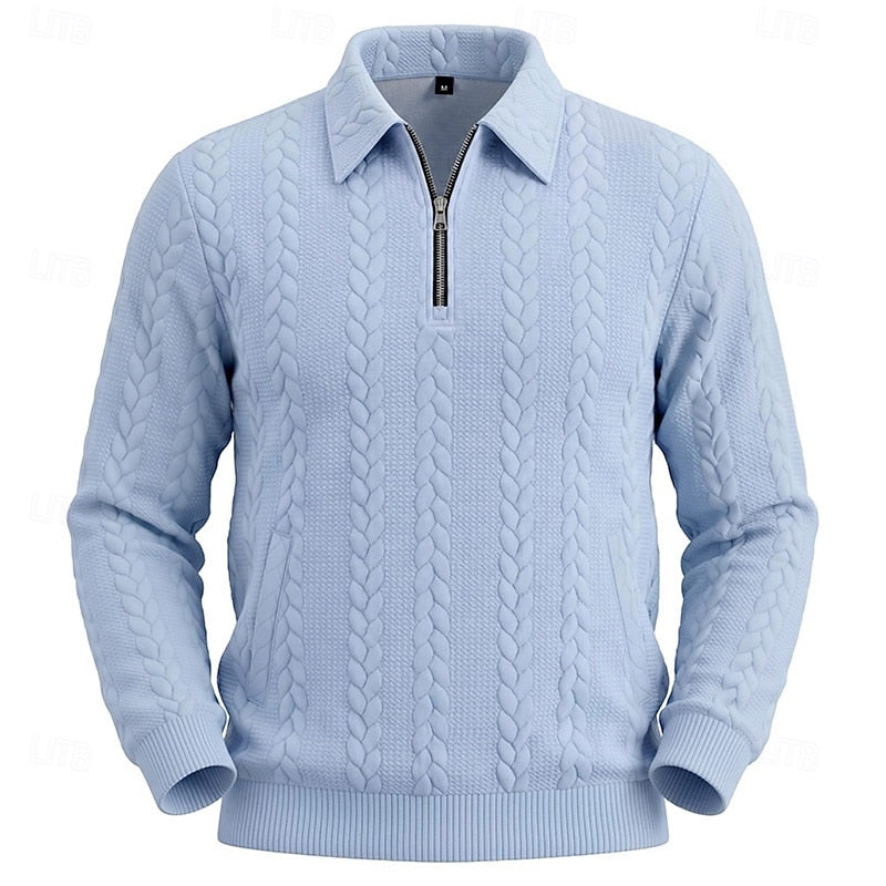 Chase | Men's Cable Knit Quarter-Zip Polo Sweater