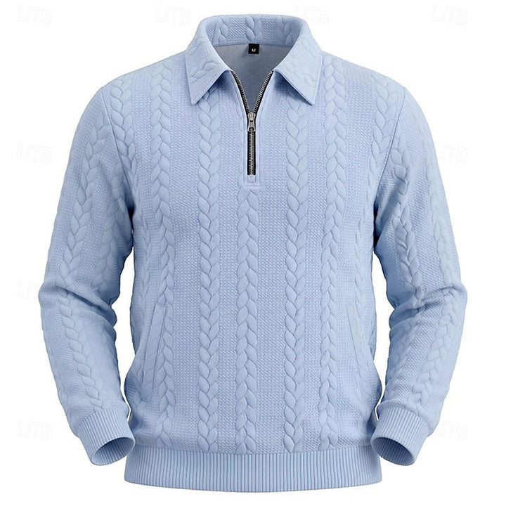 Chase | Men's Cable Knit Quarter-Zip Polo Sweater
